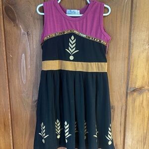 Disney frozen Anna Purple and Black Sleeveless Dress with Gold Accents